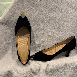 Adrienne Vittadini Black Heels with Gold Tips